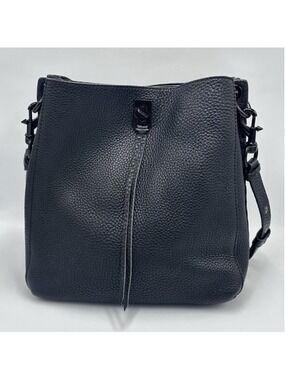 Rebecca Minkoff Darren Black Pebbled Leather Hobo Shoulder Bag Purse